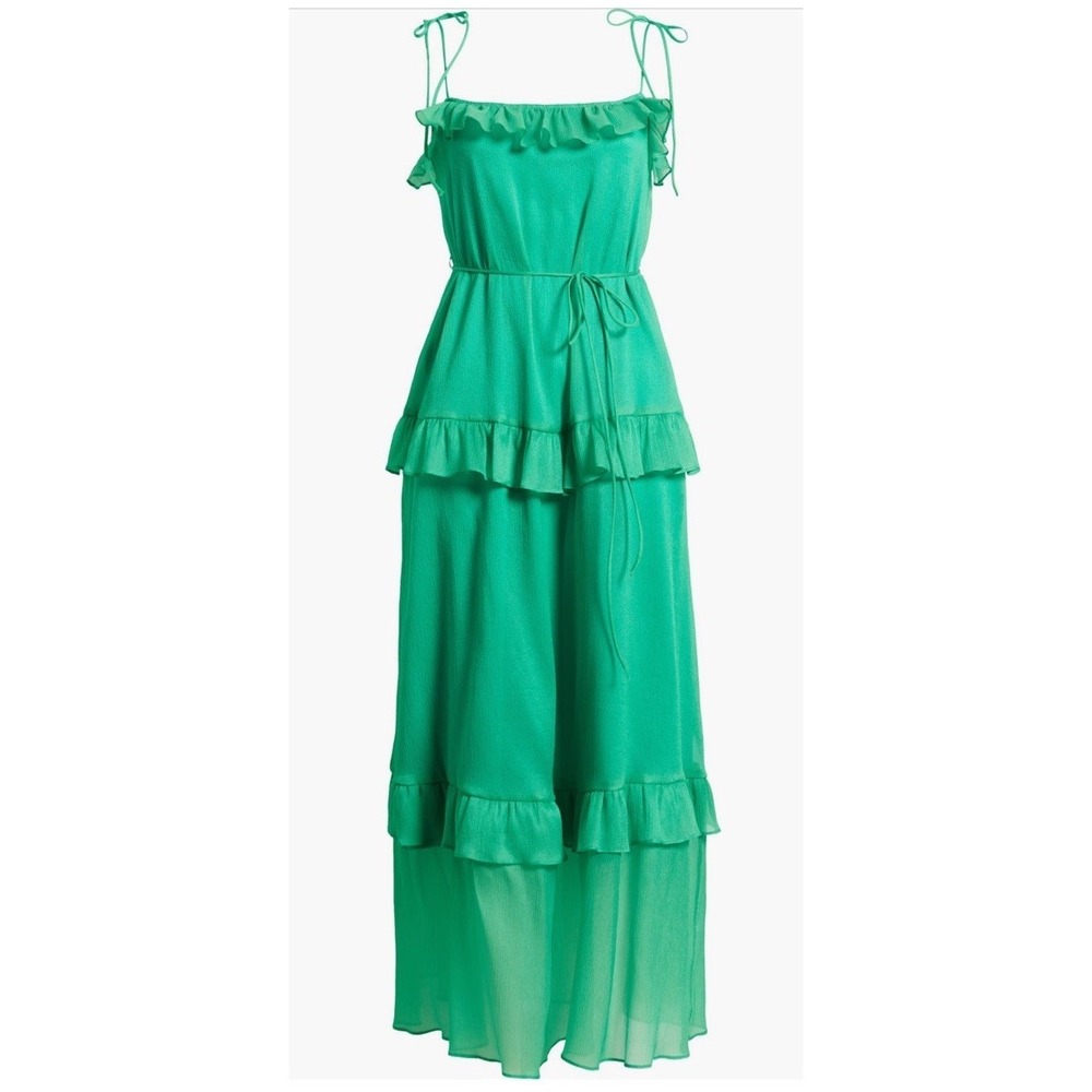 Julia Jordan Green Tie Strap Tiered Midi Dress * Long * Green * Flowy Was $129!